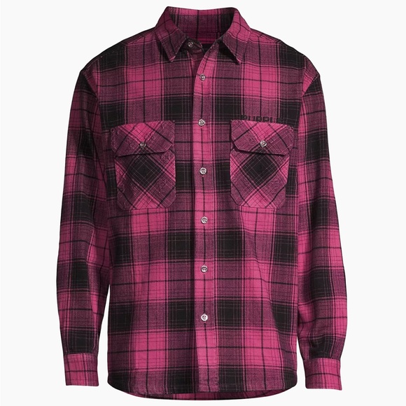 Purple Brand Plaid Cotton Flannel Shirt Pink Men's Size Medium